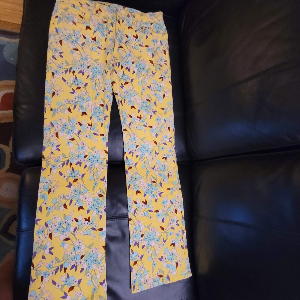 Jean Paul Gaultier - YELLOW WITH FLORAL PRINT JEANS. LTD EDITION